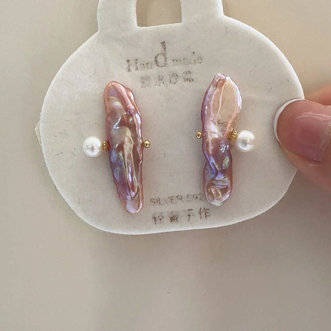 赵***静银S925镶嵌耳饰淡水珍珠设计款巴洛克耳饰