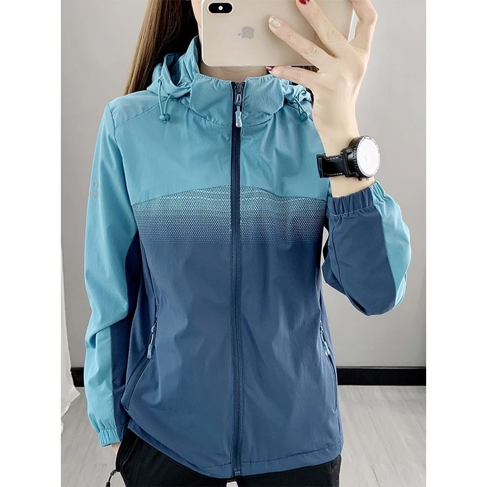 伯希和户外2025新款春秋薄款网纱冲锋衣女户外运动拼色防水透气登