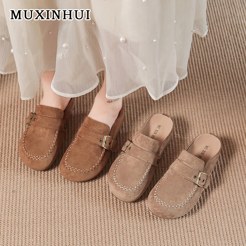 【品牌】2025年新款女鞋复古爆款休闲勃肯包头拖鞋一脚蹬百搭858