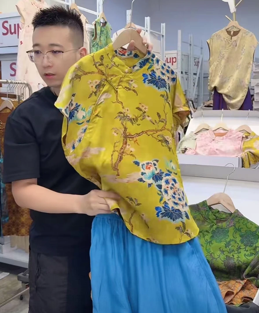 花蝶--中式国风气质时尚百搭休闲夏季宽松复古小众文艺显瘦衬衫