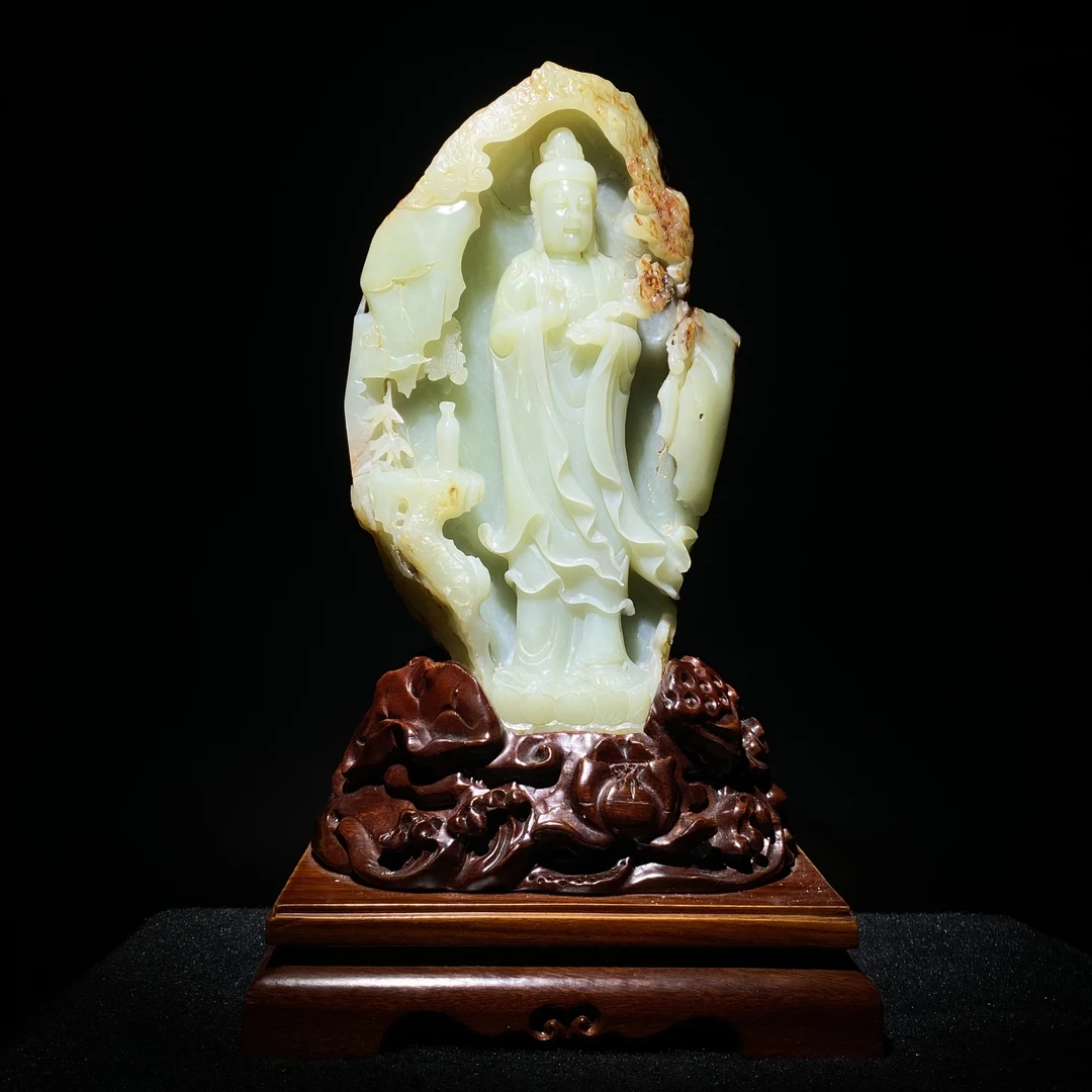 臻藏（8A）和田玉观音摆件2410040072