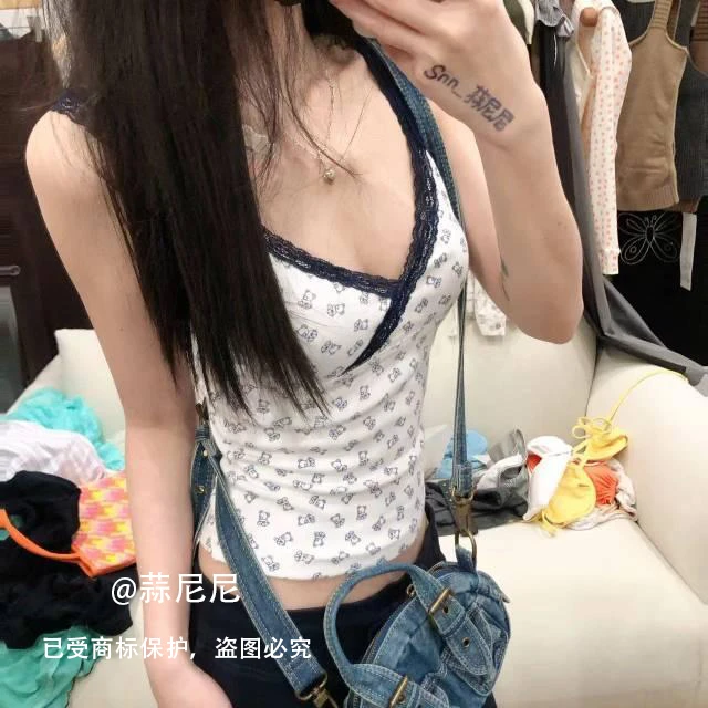 开磨毛蕾丝质感氛围感小熊吊带背心超软超显瘦真的很可2342