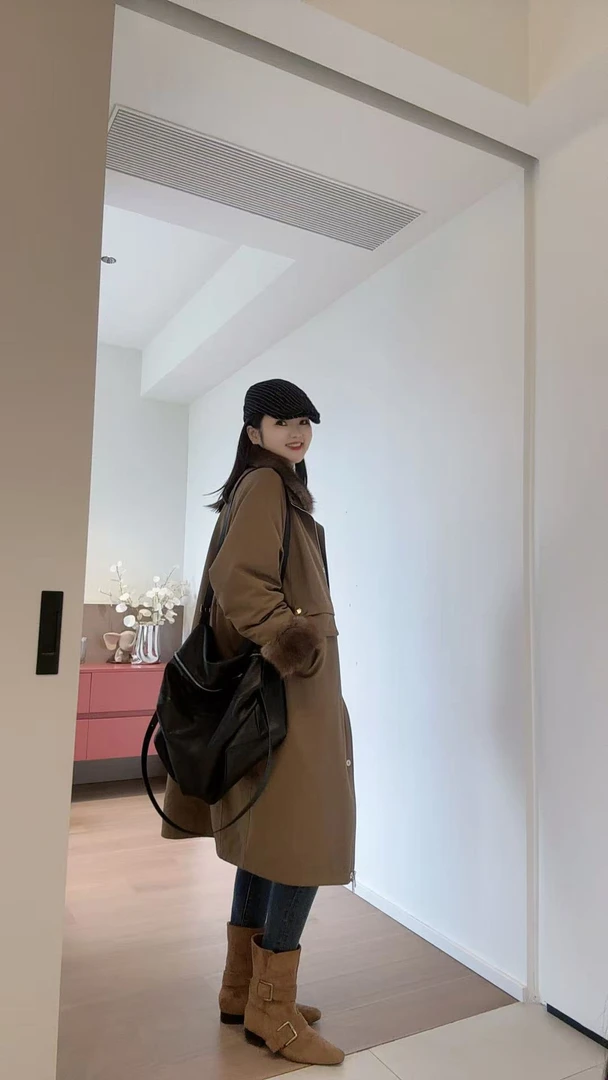 （82526）高级感风衣外套女冬独特好看学院风中长款宽松慵懒大衣