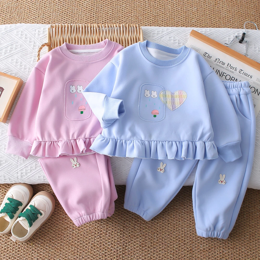 女宝宝秋装套装2025洋气新款女童休闲卫衣儿童春秋季衣服两件套