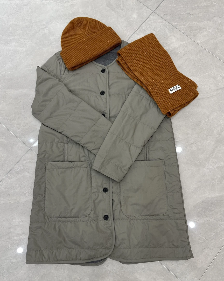 韩版经典简约纯色中长款棉服