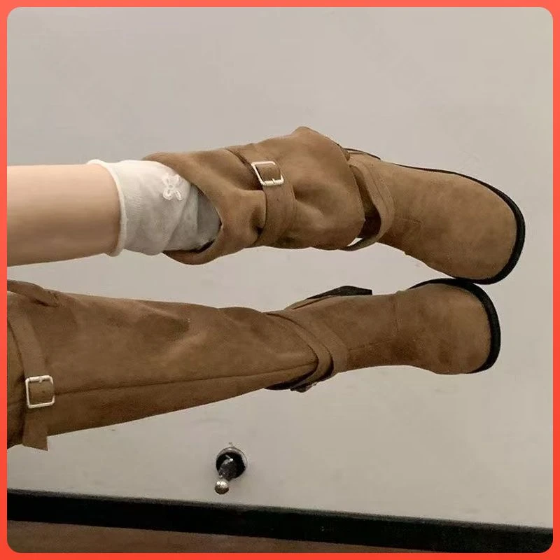 高筒小个子厚底骑士靴爆款显瘦秋季不过膝2025年长筒靴女新款粗跟