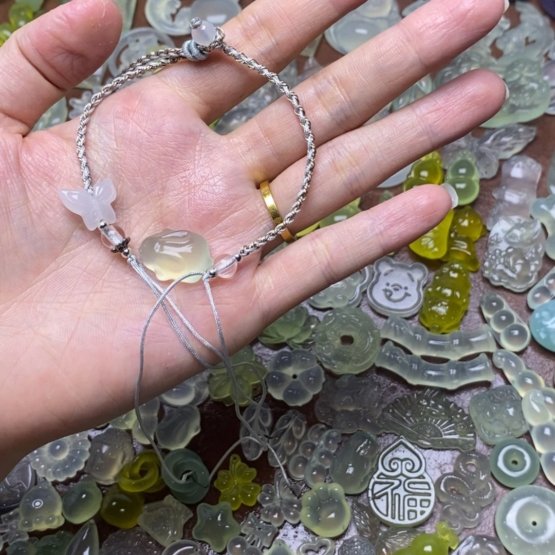 蛇纹石玉合金项链