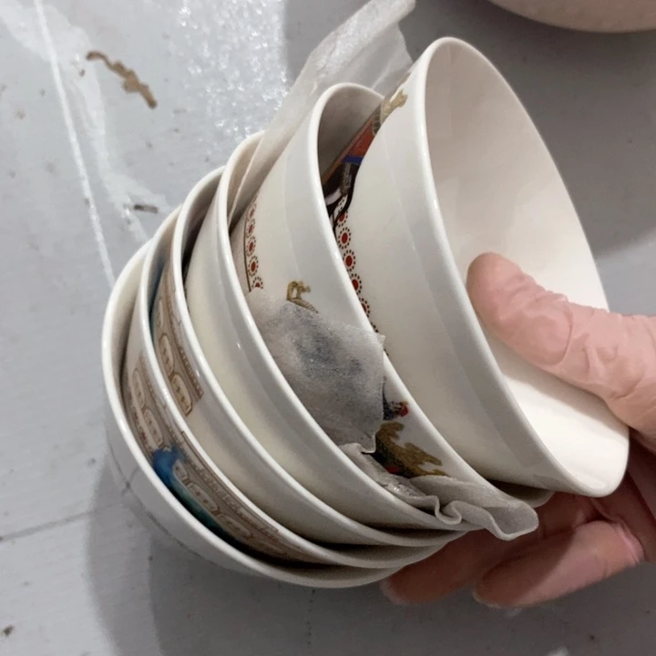 瓷片梧桐树米饭碗六个
