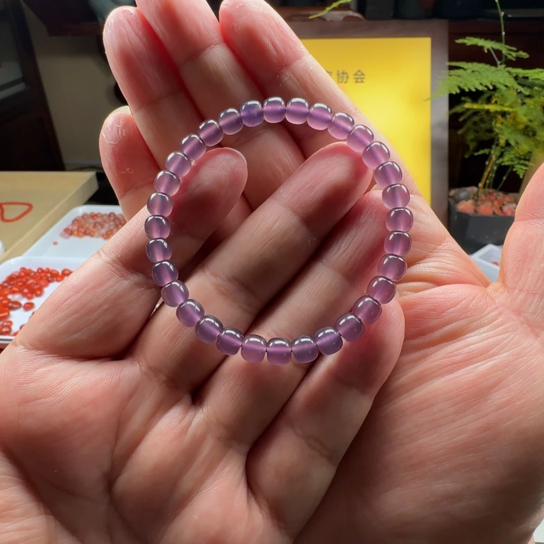 南红玛瑙未镶嵌6➕冰紫老型手串