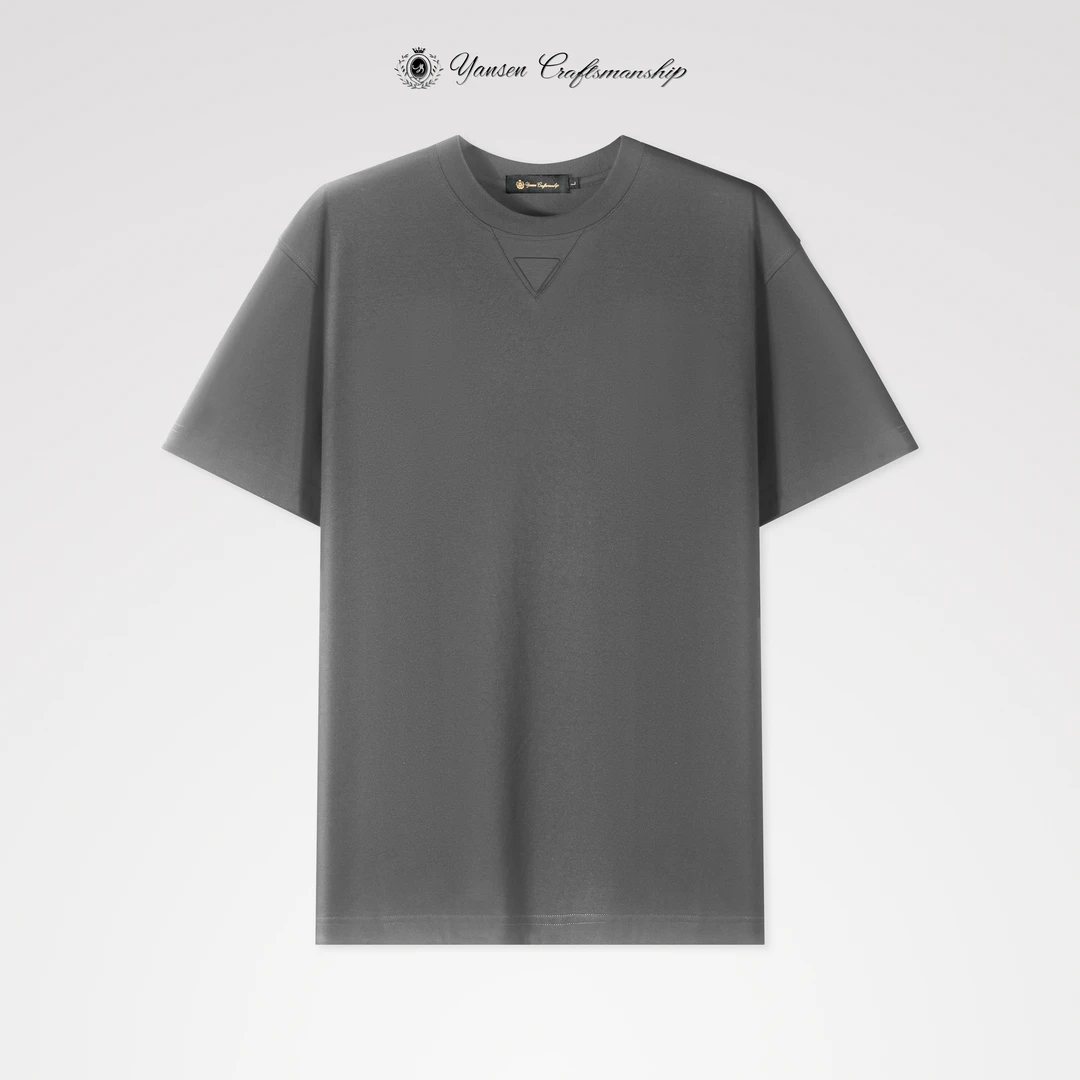 【黑标系列】100S兰精莫代尔定制面料重工钢印装饰圆领短袖T恤 Y086