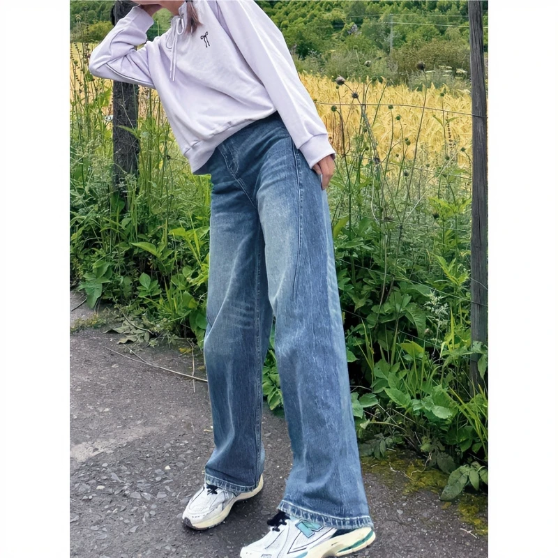 【杨树林裤】秋冬磨破裤脚显瘦弯刀牛仔裤N2572