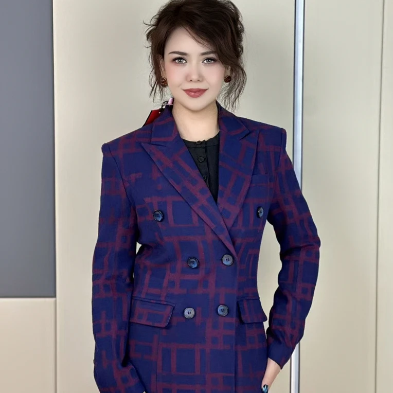女装格子西装气质时尚商务