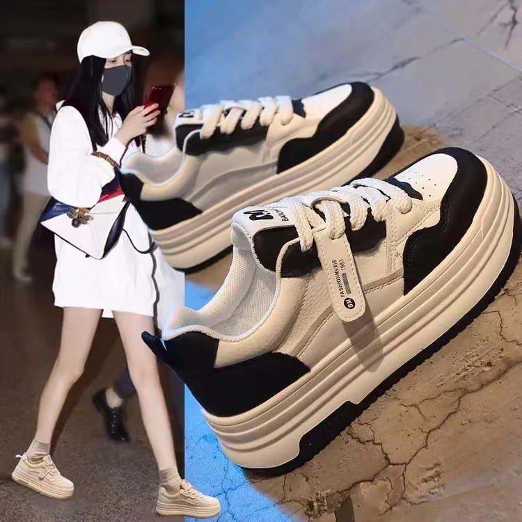 2025新款女韩板时尚休闲百搭厚底增高小白鞋春秋板鞋女板鞋A2铭迈