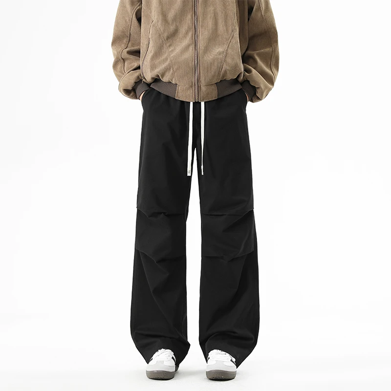 纯棉伞兵长裤男士2025春季新款美式复古工装长裤宽松直筒休闲长裤