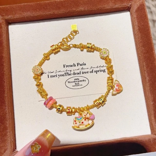 老凤祥足银S925纯银爆闪盘缠编织爱心莲花叠戴手链女轻奢小众高级