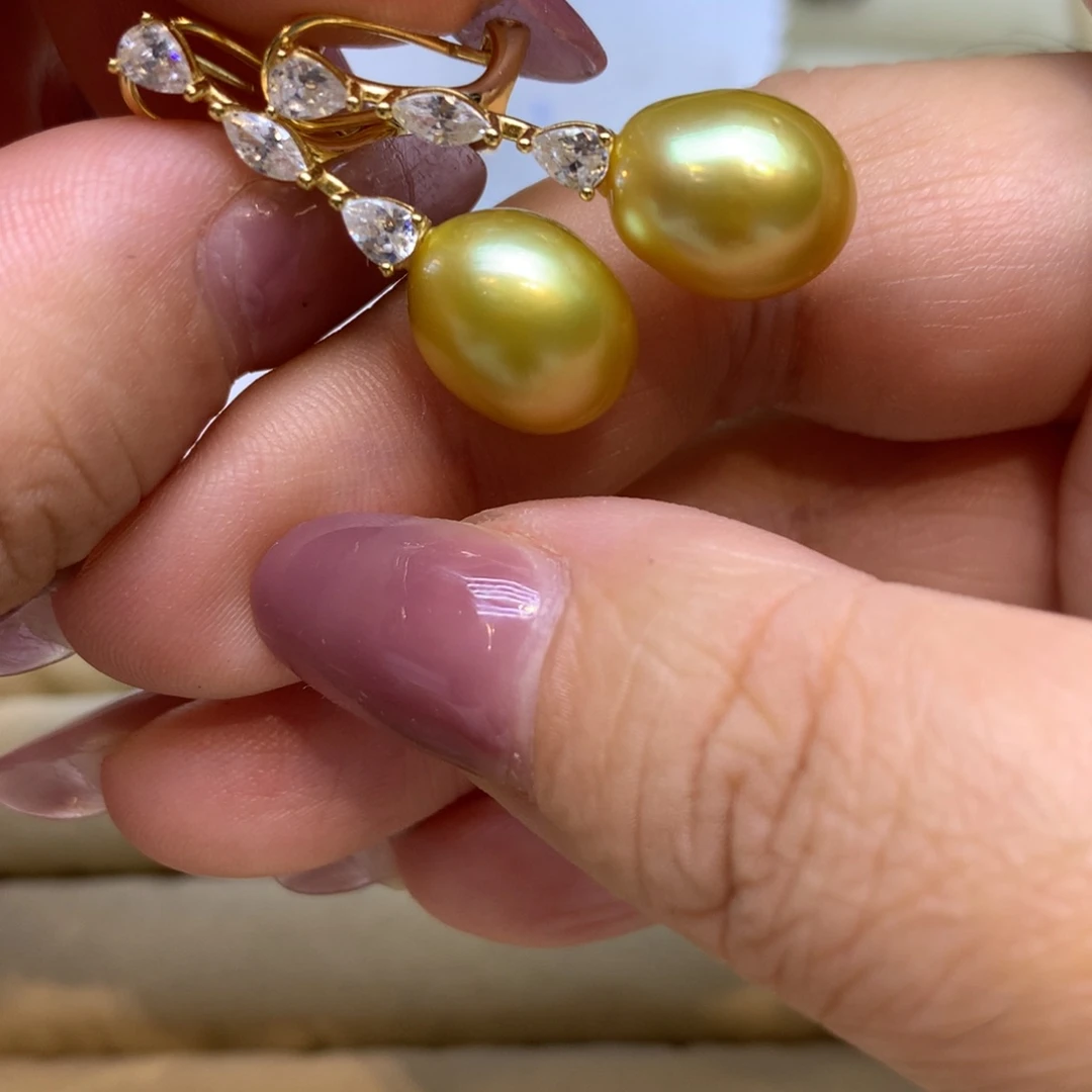 银S925镶嵌耳饰海水珍珠