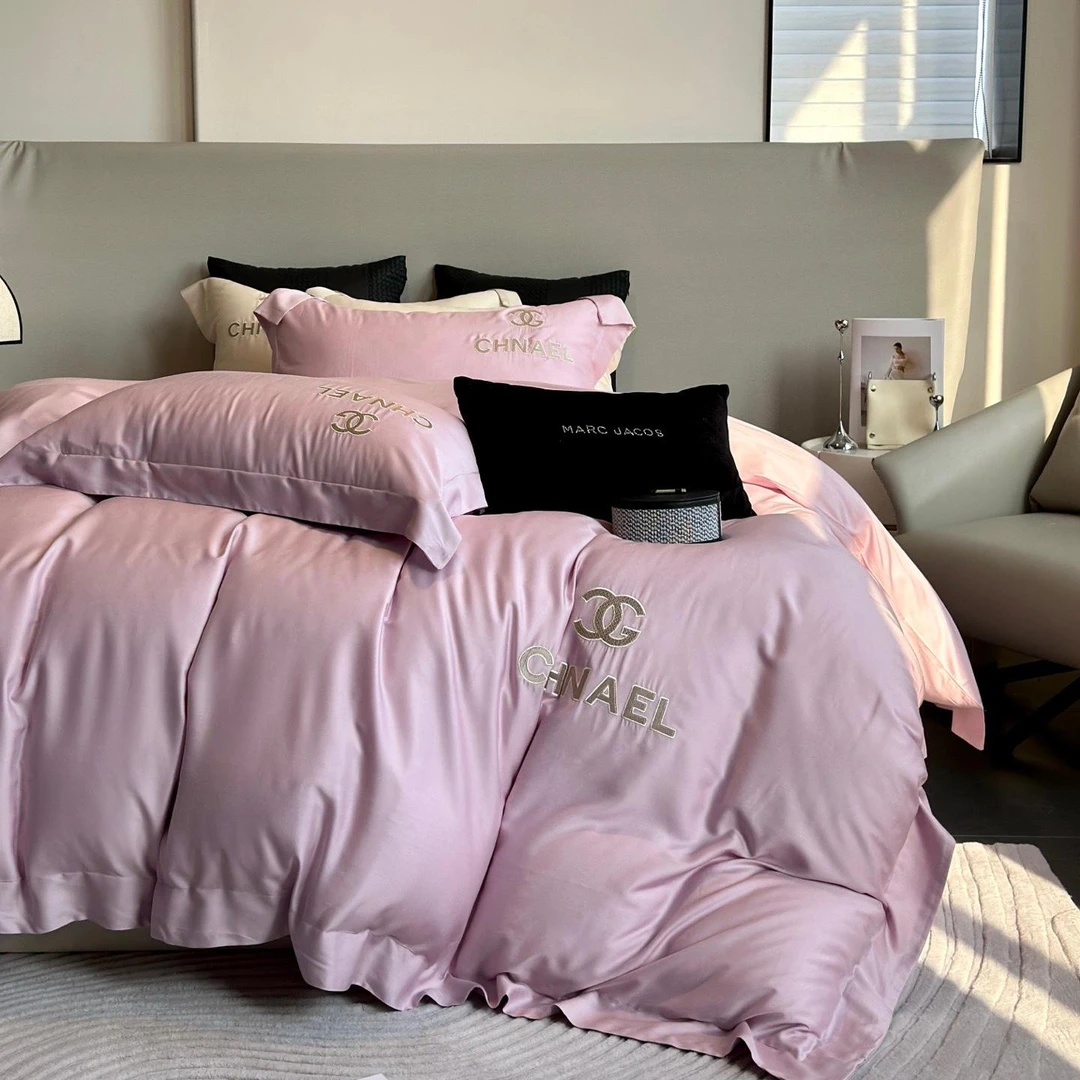 钻家50支100%莱赛尔天丝刺绣夏季四件套-纯