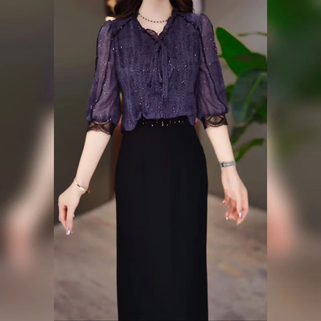 2025初秋新款时尚百搭显瘦遮肚子气质女士假两件连衣裙5461#