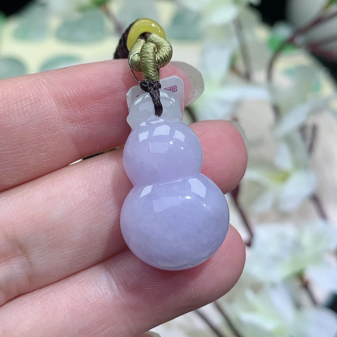 缅甸 天然 翡翠 A货 紫罗兰葫芦 吊坠 翡翠 玉石28.2×17.1×12mm