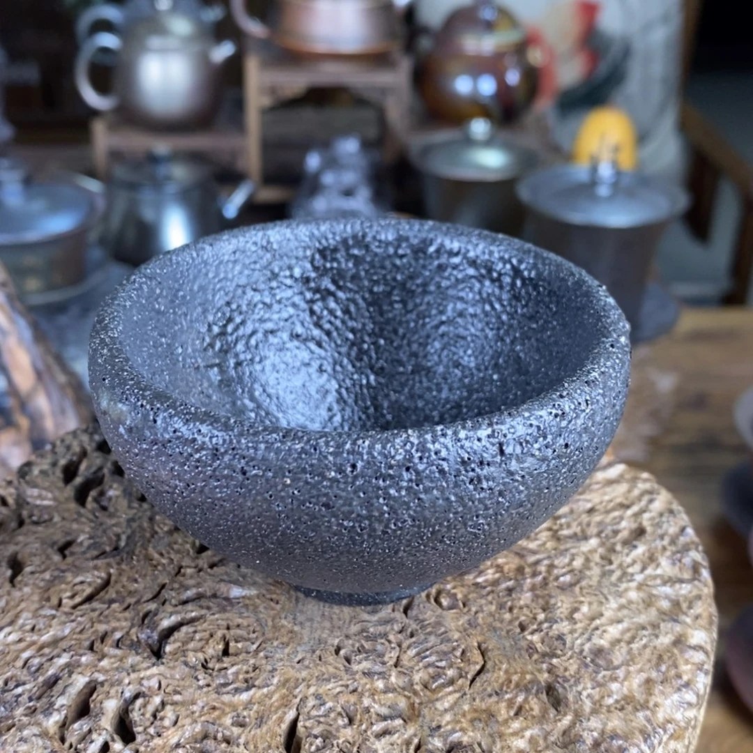 全碳化主人杯，建水紫陶柴烧茶器，0005
