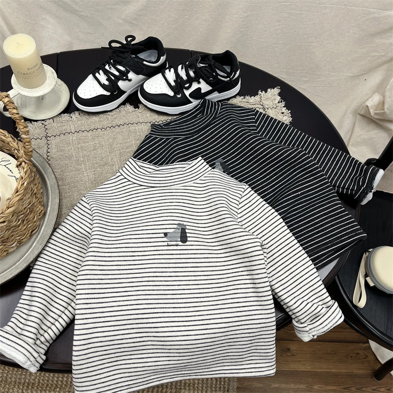 格林-25516-加绒小狗条纹衫