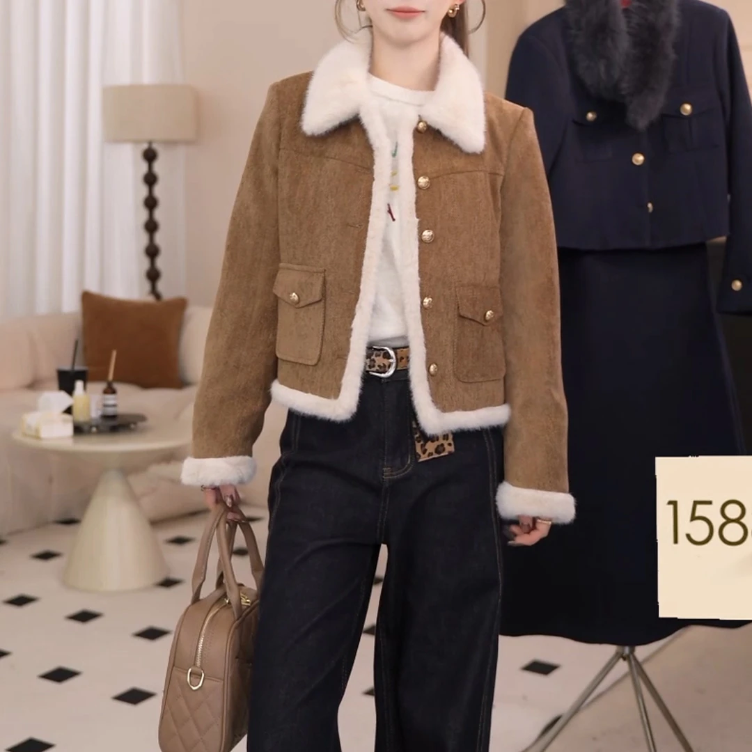 2025冬季新款美拉德短外套女加厚保暖休闲百搭气质90白鸭绒羽绒服