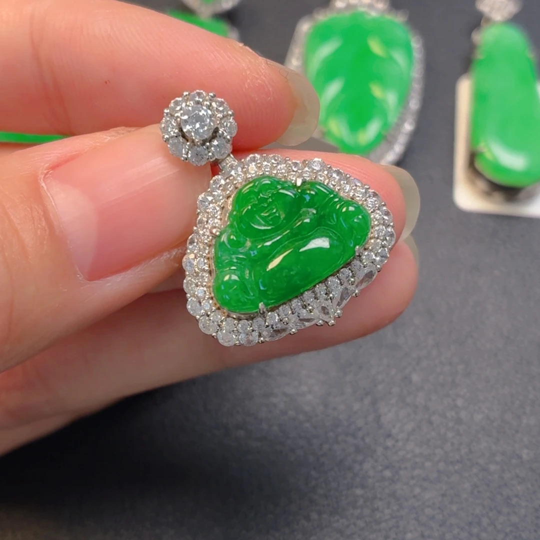 翡翠银S925镶嵌吊坠(不含链)