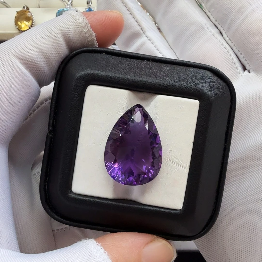 珠宝半成品紫晶未镶嵌抢购价冰透全净卡24.6×17.6毫米