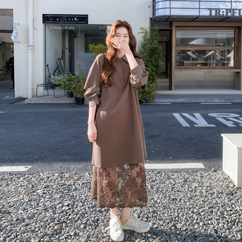 美拉德老钱风卫衣蕾丝半裙2025春秋新款时尚气质显瘦松弛感套装裙