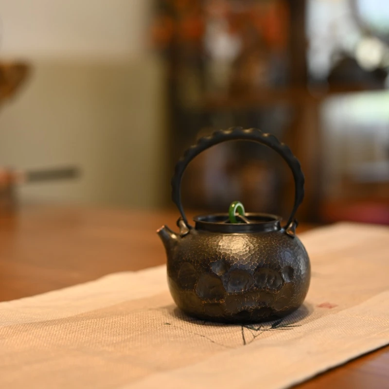 【永乐铜】400毫升复古纯手工泡茶壶紫皮小壶紫铜烧水壶煮茶壶