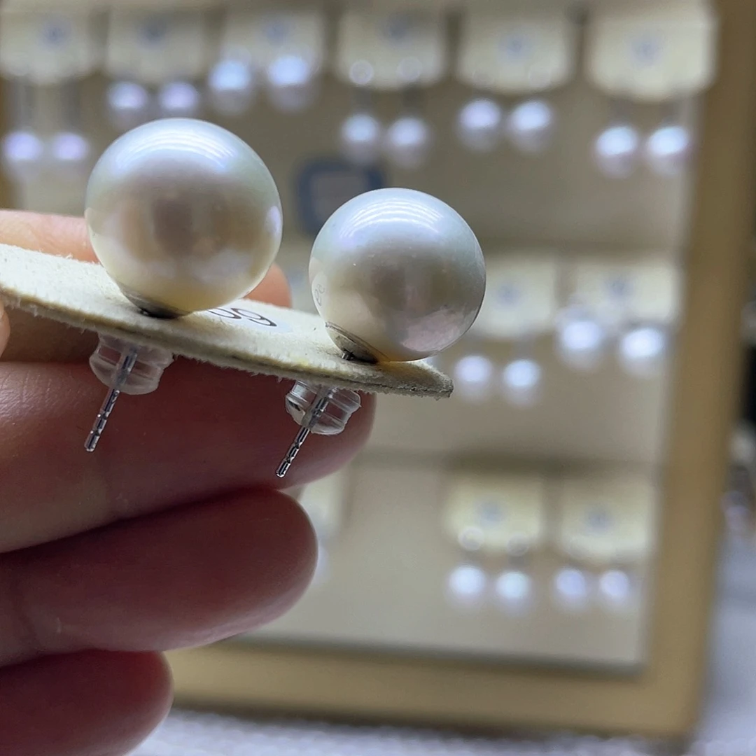 银S925镶嵌淡水珍珠耳饰