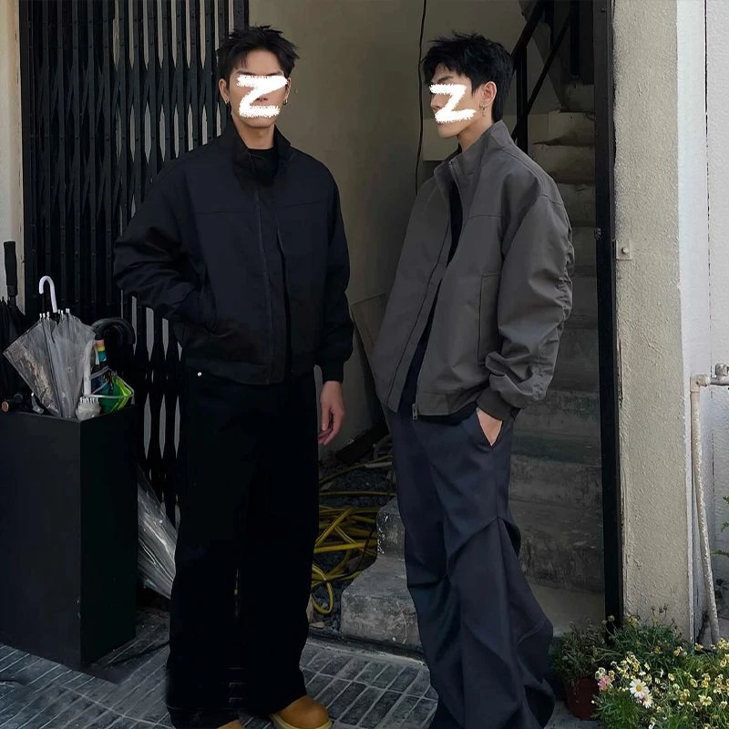 美式潮牌cleanfit短款工装外套男生秋季百搭休闲大码三防立领夹克