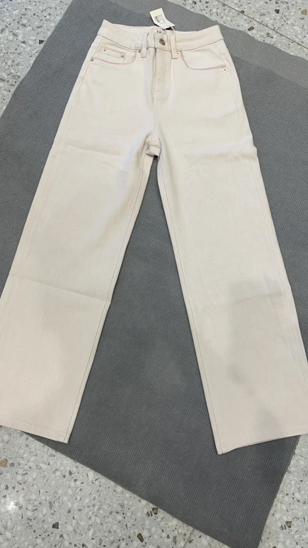 老孔的店 新款显瘦高腰长烟管直筒裤