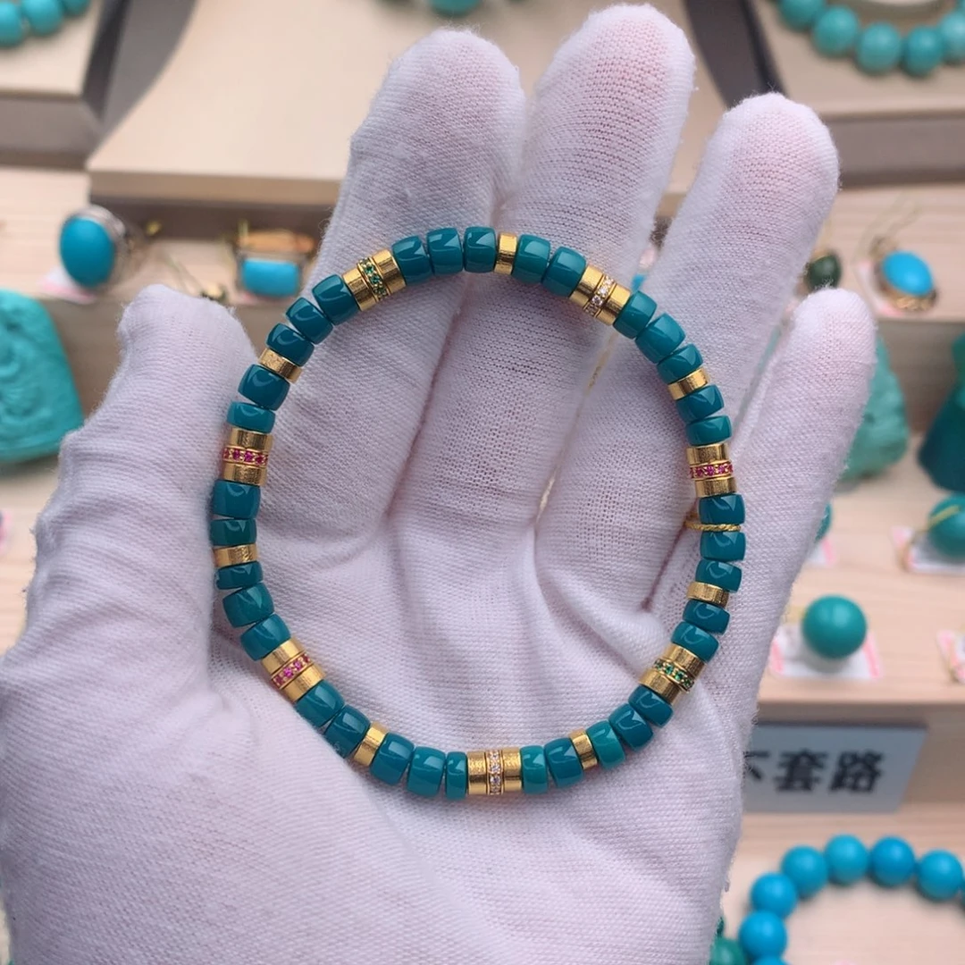 绿松石珠宝奇石18K金镶嵌