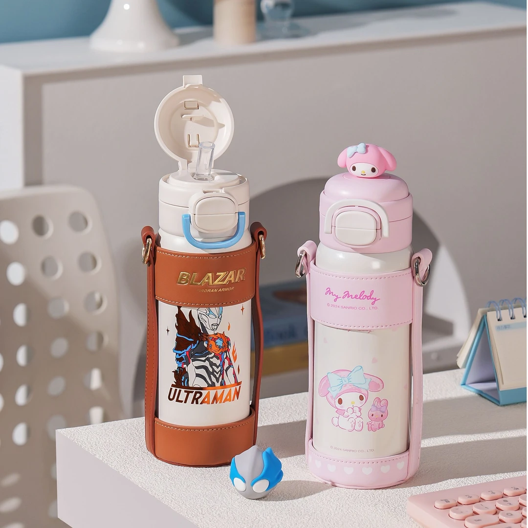 杯具熊盛开双饮保温杯定制皮套316陶瓷内胆成人杯学生上学水杯