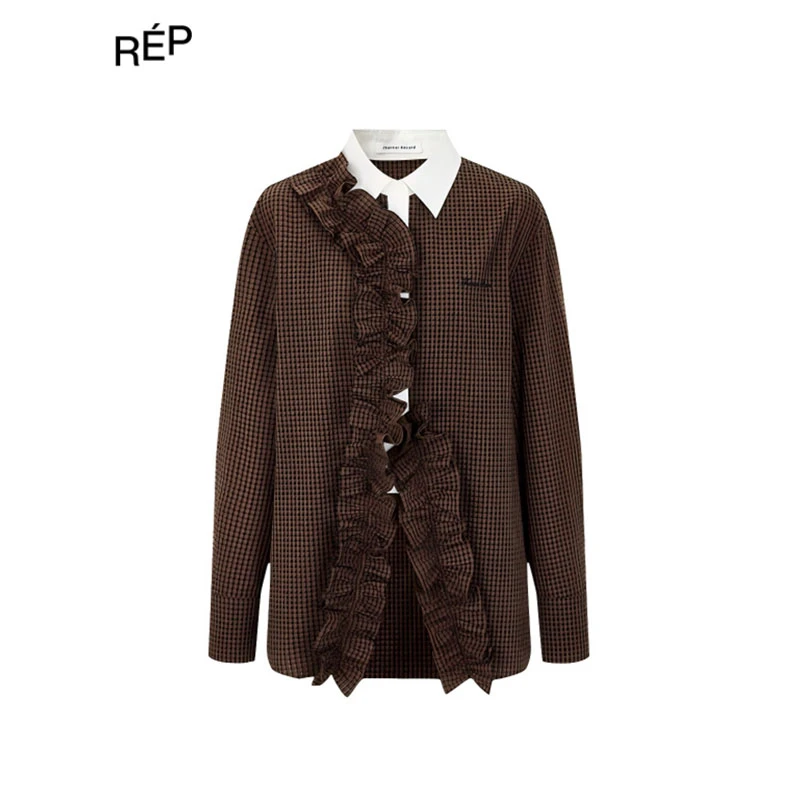 REP-Journal Record设计师品牌深棕格纹长袖衬衫 25FW秋冬新款
