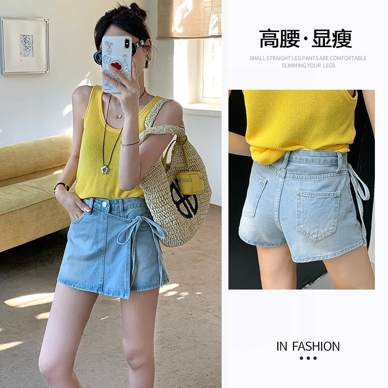 高腰牛仔短裙女半身裙2025年夏季新款不规则a字包臀裙裤裙小个子