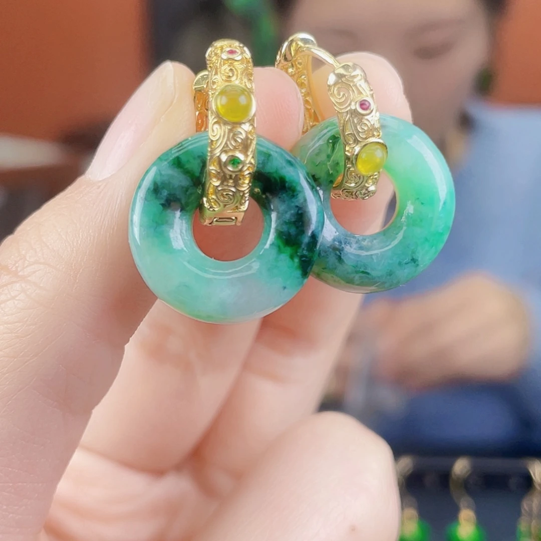 翡翠未镶嵌耳饰饰品