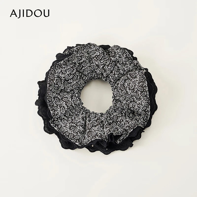 AJIDOU阿吉豆时尚弹性花朵发圈丸子头头绳马尾肠圈头饰【MYA】