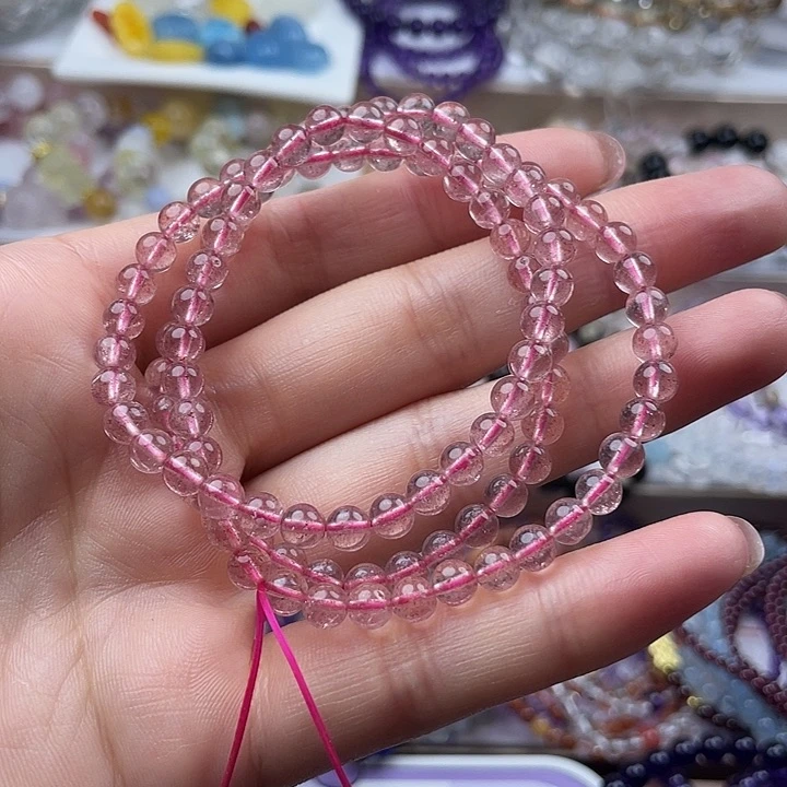 未镶嵌手链烟晶草莓晶三圈