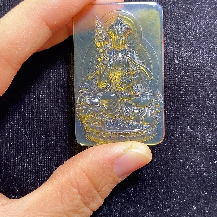 琥珀未镶嵌吊坠(不含链)天然缅甸琥珀金棕地藏王