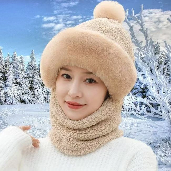 冬季包头帽女帽子保暖帽加绒防寒冬季网红护耳帽冬天防风加厚毛绒