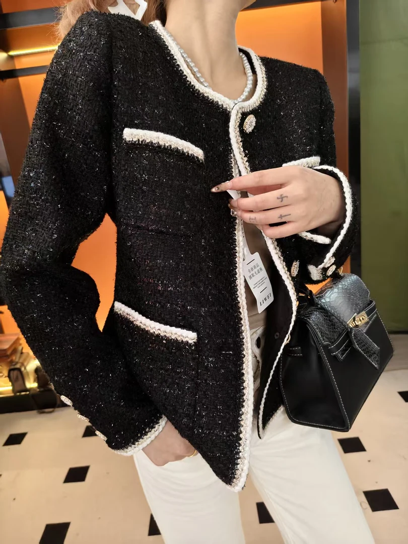 【黑钻石】812秋季新款小香风短外套女YL250016黑色