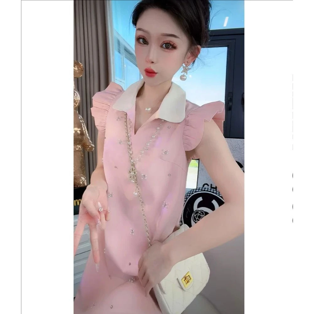 舒适气质镶钻连衣裙时尚夏季日常短款女装连衣裙K4592