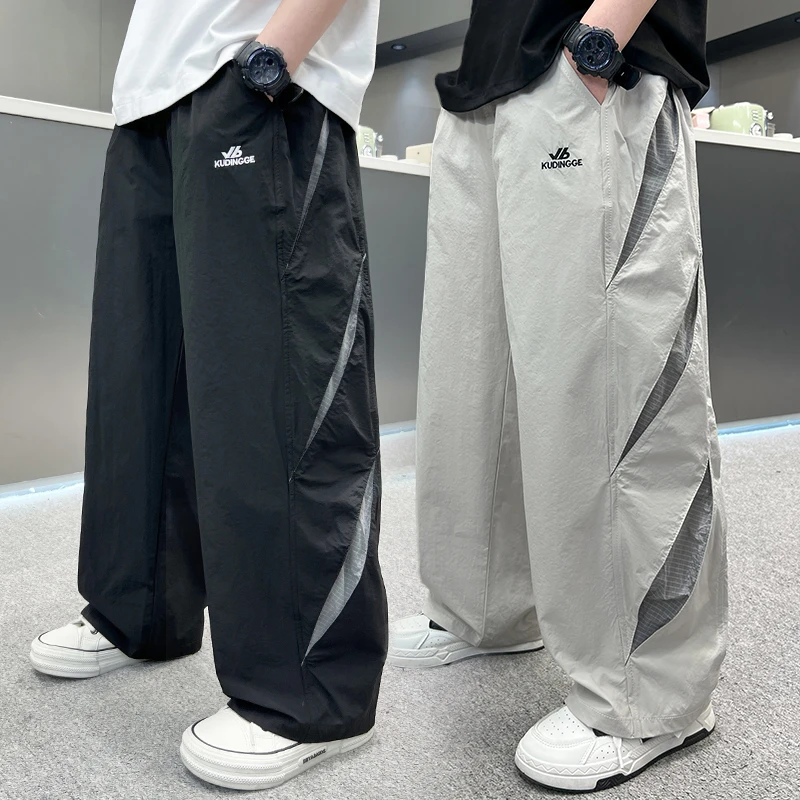 男童裤子夏季薄款直筒2025中大童休闲韩版长裤儿童宽松运动防蚊裤