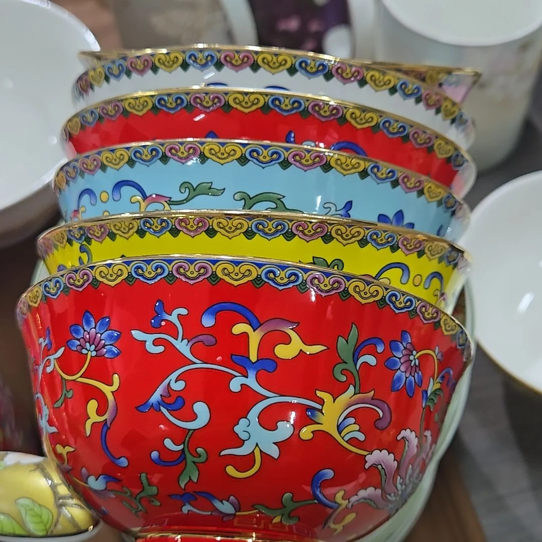 碗何*琴微瑕4.5寸6个珐琅彩6666666