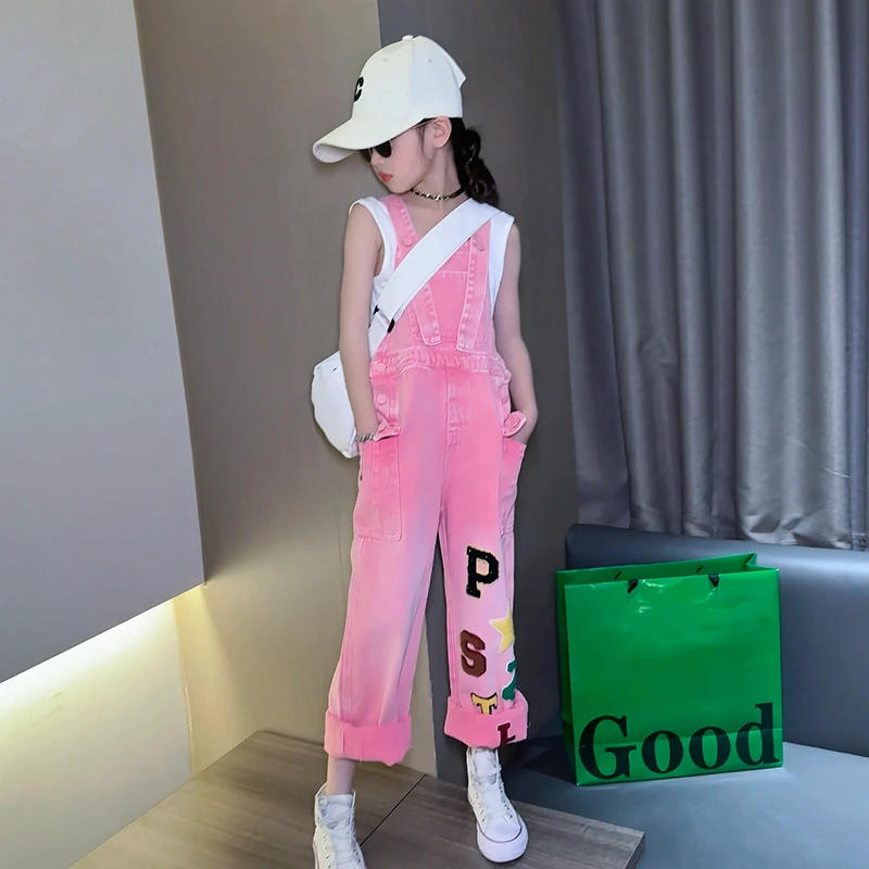 女童牛仔背带裤2025新款春装女大童裤子洋气儿童女孩春季韩系长裤