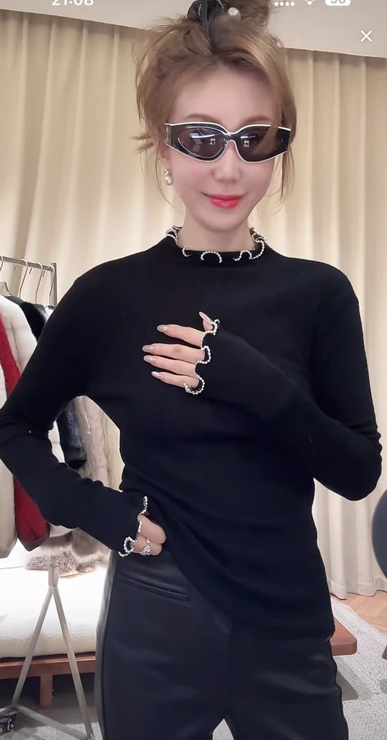 DEDM•STUDIO/气质极简百搭休闲钉珠领绵羊毛针织打底2510ZZS/5172