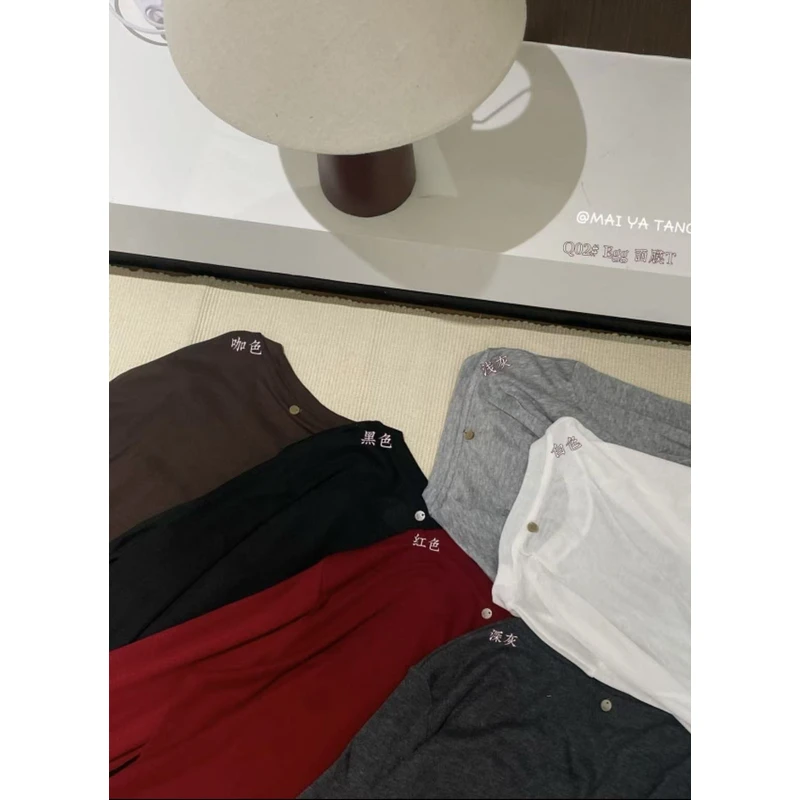 02-3252 纯色休闲长袖打底衫T恤小白T