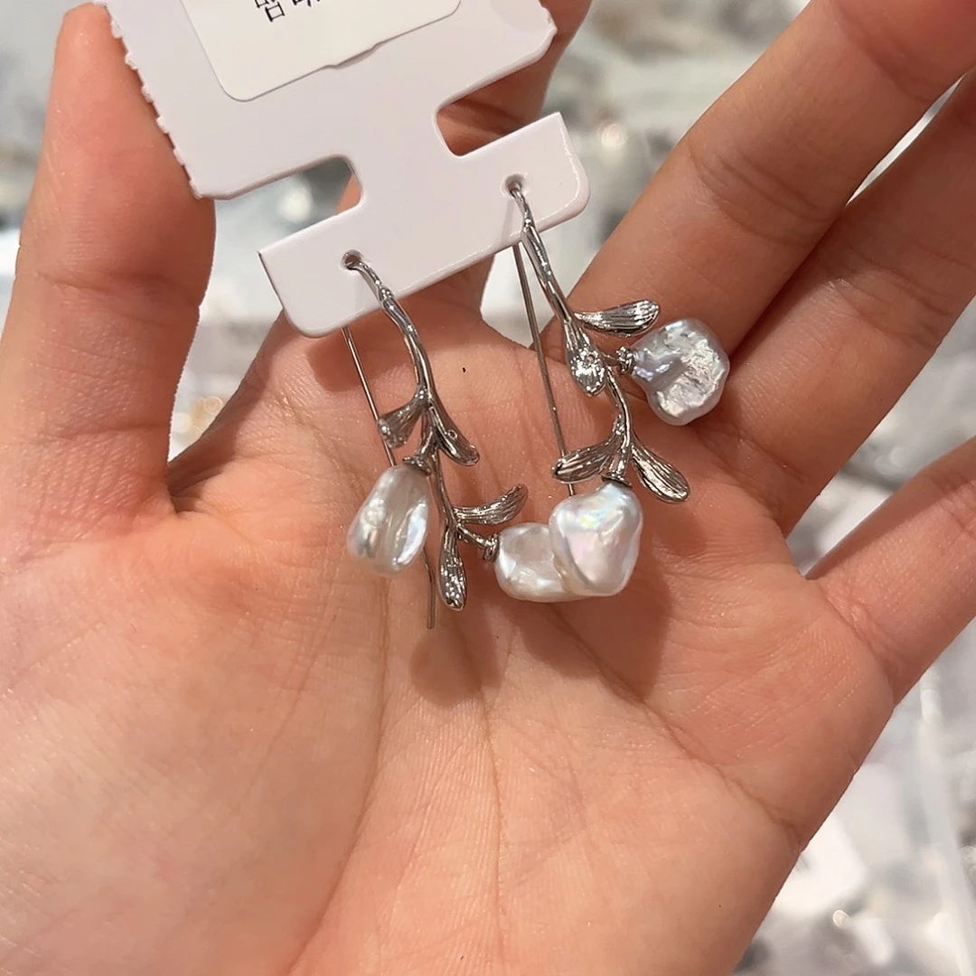 合金淡水珍珠耳饰